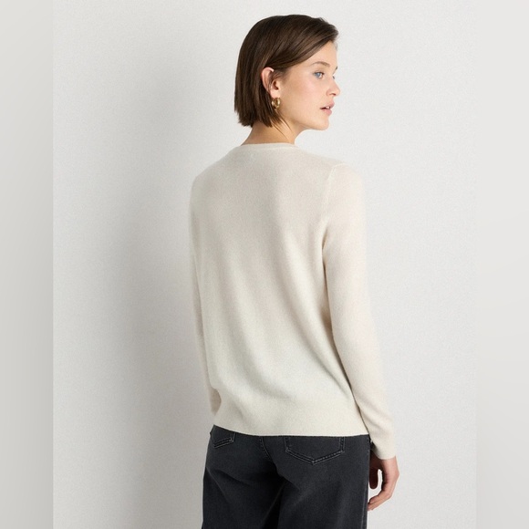 Quince Mongolian Cashmere Cardigan Sweater Color Ivory Size L - Picture 4 of 7